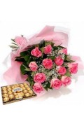 12 pink Roses & Choco